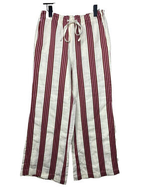 Boden Islington Linen Blend Pants Ivory, Brown & Pink Stripe Women's 6 R NEW NWT